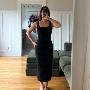 Mango Black Scoop-Neck Midi Dress